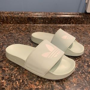 Mint Green Adidas Slides